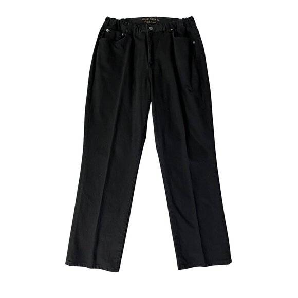 Lauren Jeans Co. By Ralph Lauren Womens 14? Black Handmade Elastic Waist Pants - Picture 3 of 13